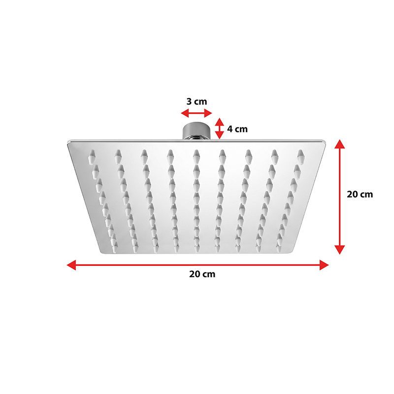 DESZCZOWNICA SLIM KWADRATOWA CHROM 20x20 CM DES-PR-1-CH-20
