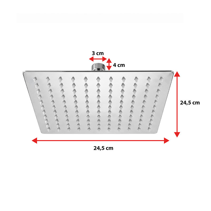 DESZCZOWNICA SLIM KWADRATOWA CHROM 25x25 CM DES-PR-1-CH-25