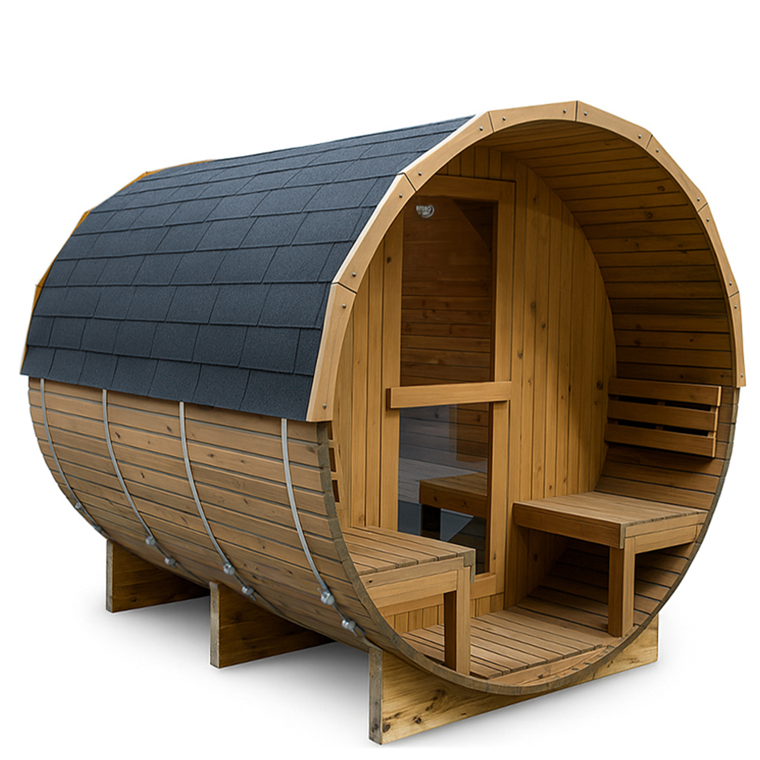 SAUNA OGRODOWA FIŃSKA BECZKA Z PIECEM TROMSO-HG-2 4-6 OSOBOWA 210x210 CM TROMSO-HG TROMSO-HG-2