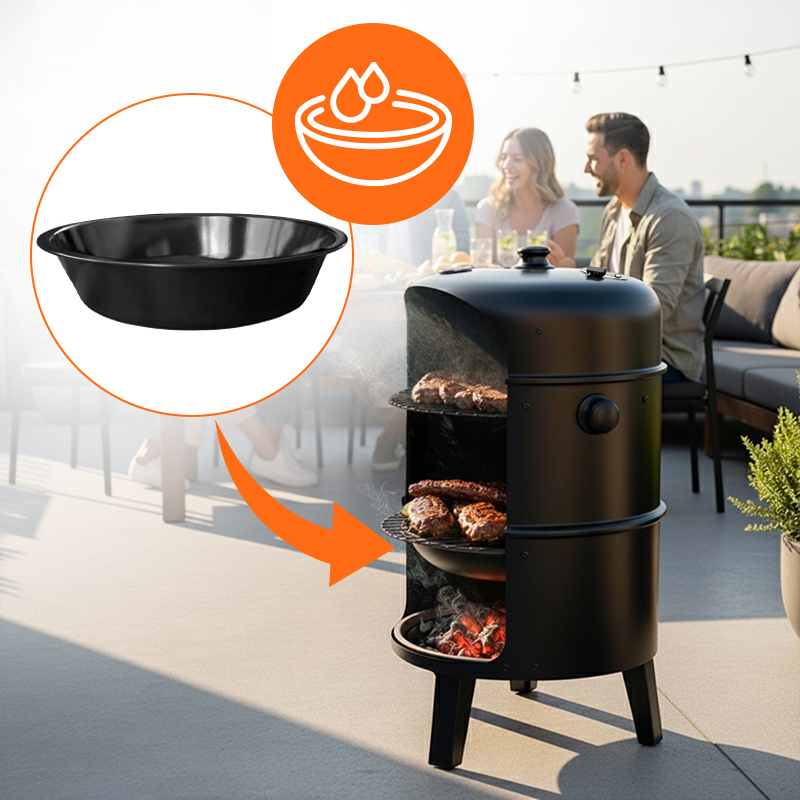 GRILL OGRODOWY WĘGLOWY WĘDZARNIA OGRODOWA Z TERMOMETREM 3W1 VL12 CZARNY VL12-BLACK