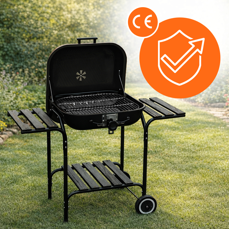 GRILL OGRODOWY WĘGLOWY Z POKRYWĄ VL02 CZARNY VL02-BLACK