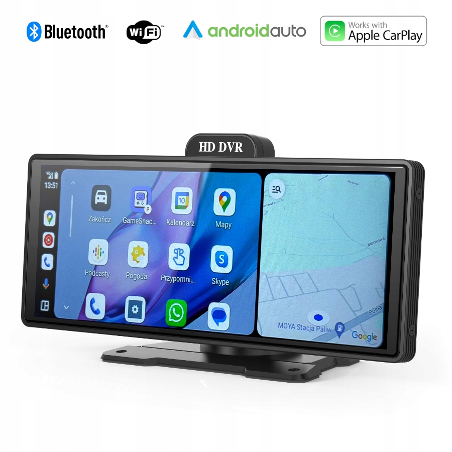 Stacja Multimedialna Rejstrator Android Apple Carplay DVR 4K 2 Kamery Wifi