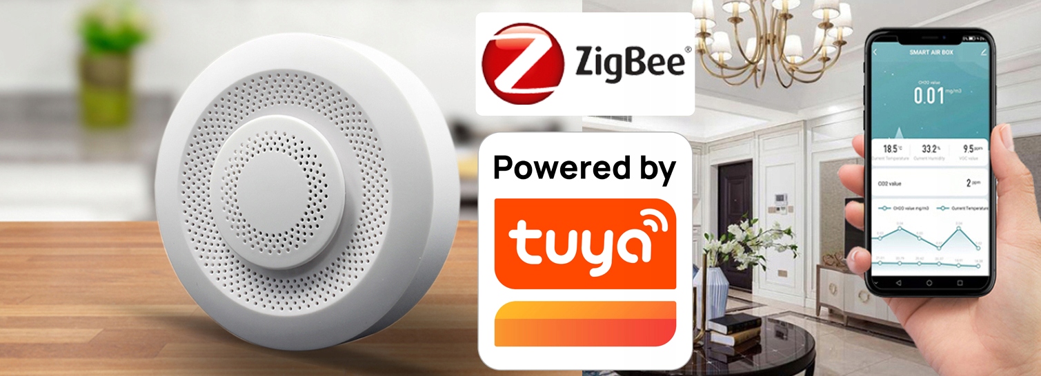 Czujnik Jakości Powietrza Temperatury Detektor CO2 LZO Tuya Zigbee