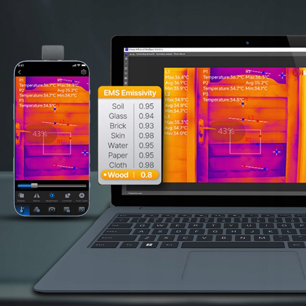 Kamera Termowizyjna HD InfiRay P2 Thermal Master Miniaturowa USB C + Etui