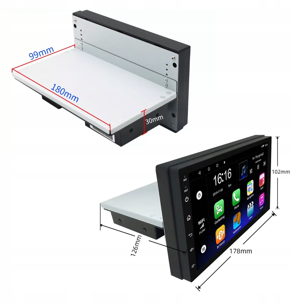 Radio 1DIN 7'' Android GPS Kamera 1/16 GB BT WIFI