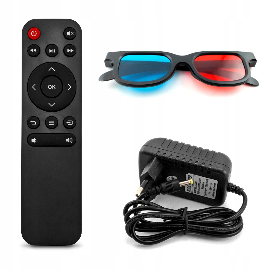 Mini Projektor Multimedialny LED Full HD USB Głośnik 2W Pilot Okulary 3D