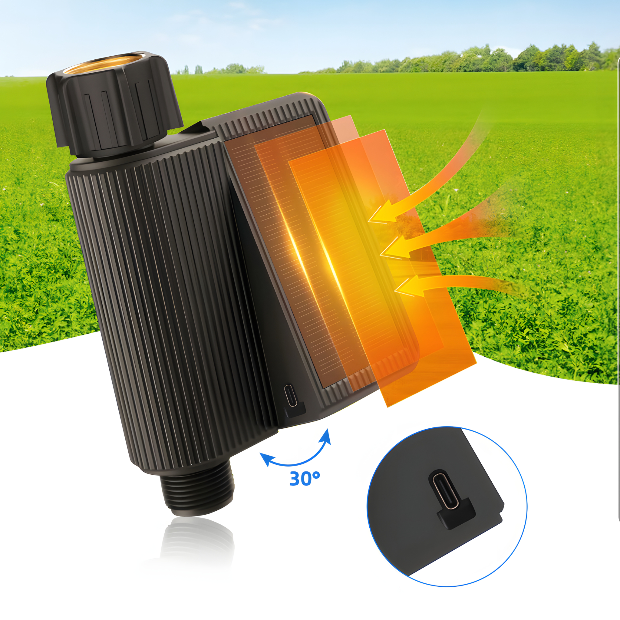 Ogrodowy Zawór Wody z Panelem Solarnym Automatyczne Nawadnianie WiFi Tuya