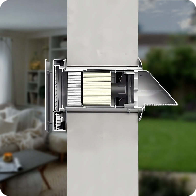 Rekuperator Ścienny WiFi Tuya Pilot Filtr 60 m3/h Wentylator 3 Prędkości