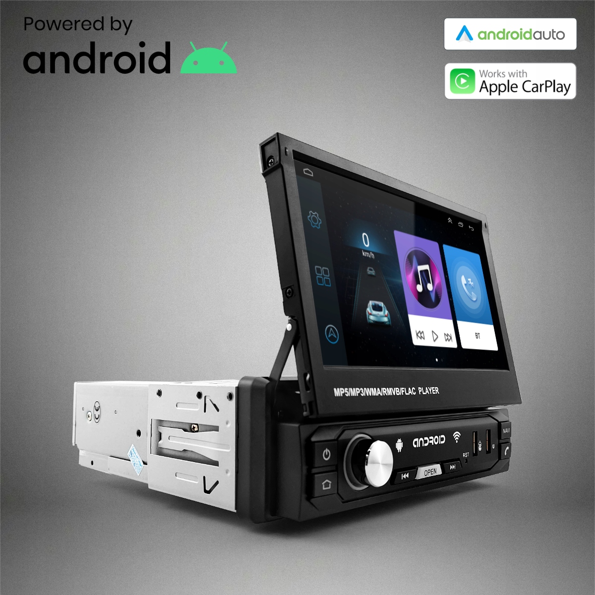 Radio Samochodowe 1DIN 7" GPS Android 2/32 GB Wysuwany Ekran Kamera WiFi