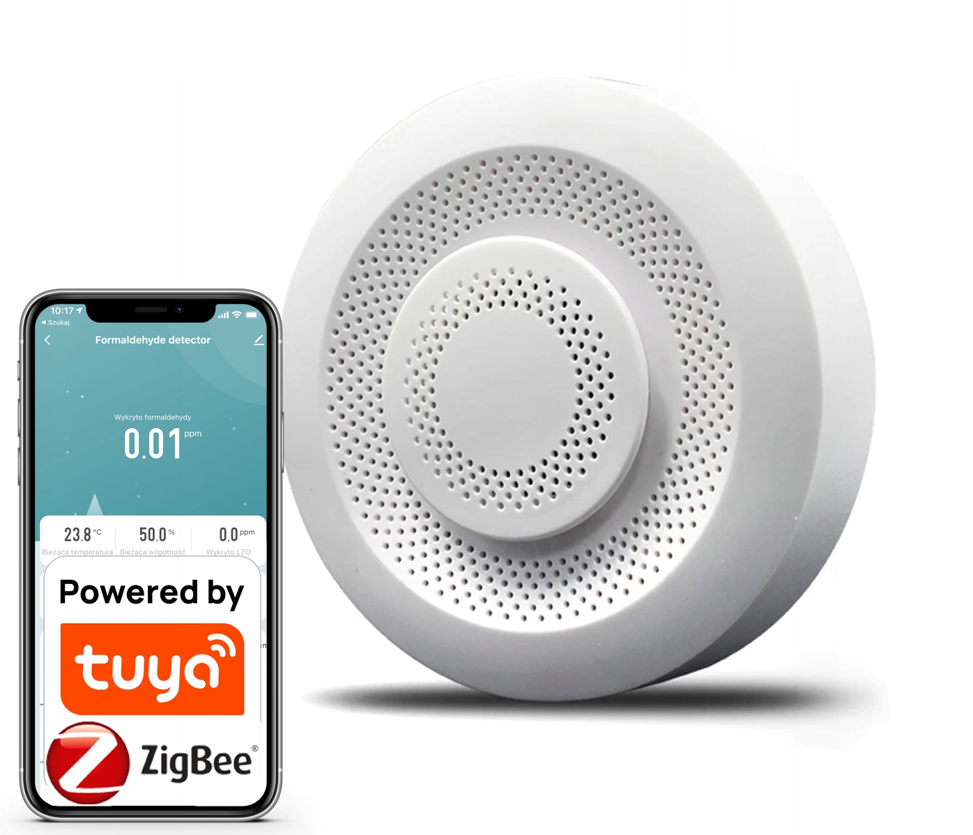 Czujnik Jakości Powietrza Temperatury Detektor CO2 LZO Tuya Zigbee