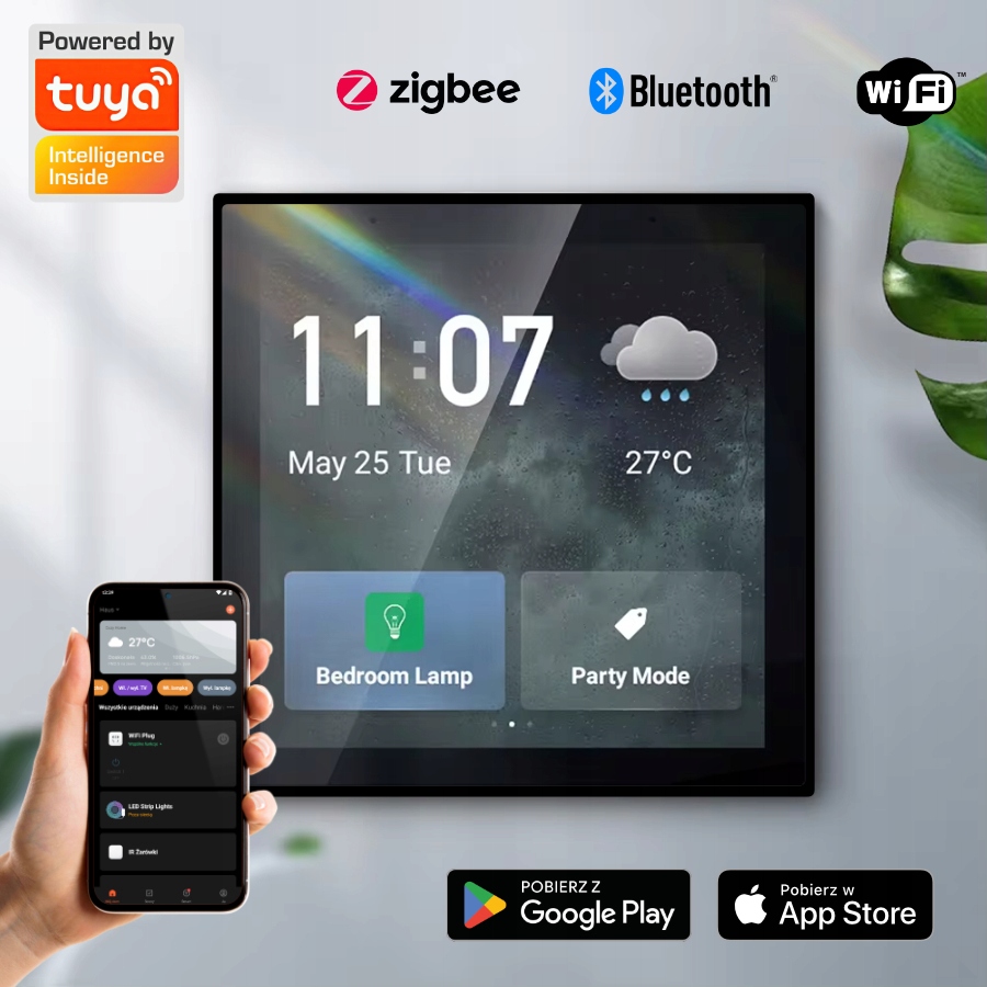 Dotykowy Pilot Scen Tuya Bramka Zigbee Panel Sterowania LCD WiFi Bluetooth