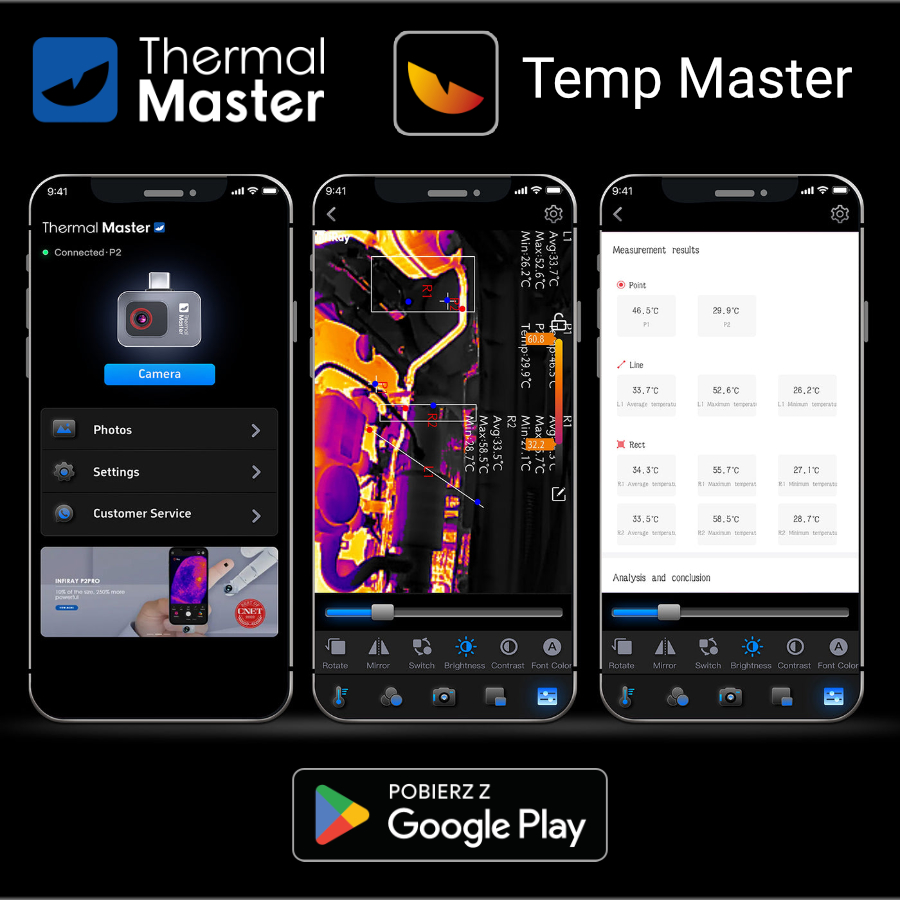 Kamera Termowizyjna HD InfiRay P2 Thermal Master Miniaturowa USB C + Etui