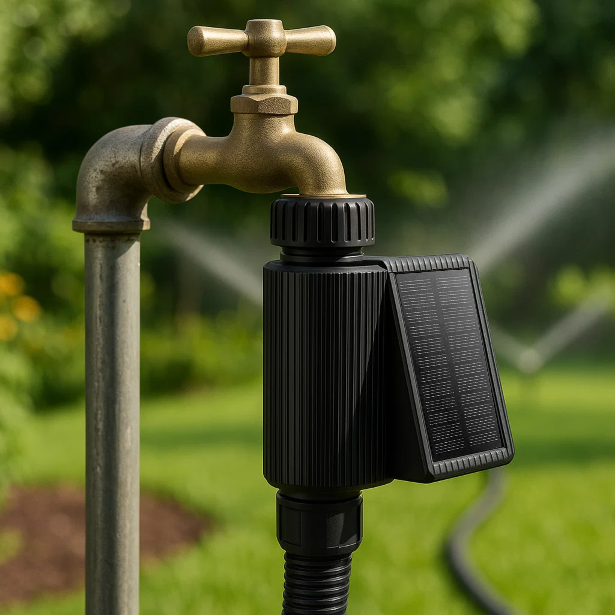 Ogrodowy Zawór Wody z Panelem Solarnym Automatyczne Nawadnianie WiFi Tuya