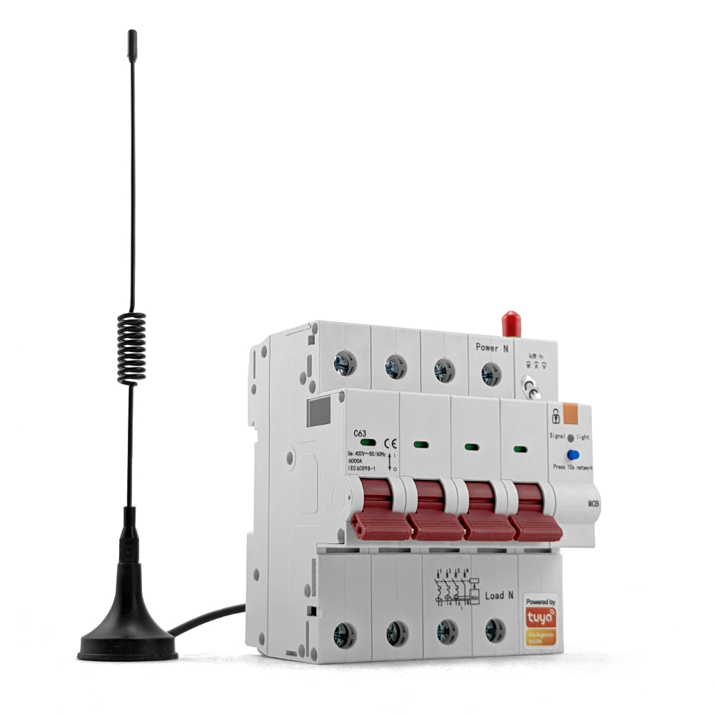Bezpiecznik 3 Fazy Wyłącznik WiFi 4P Tuya 63A 6KV Pomiar Energii Antena