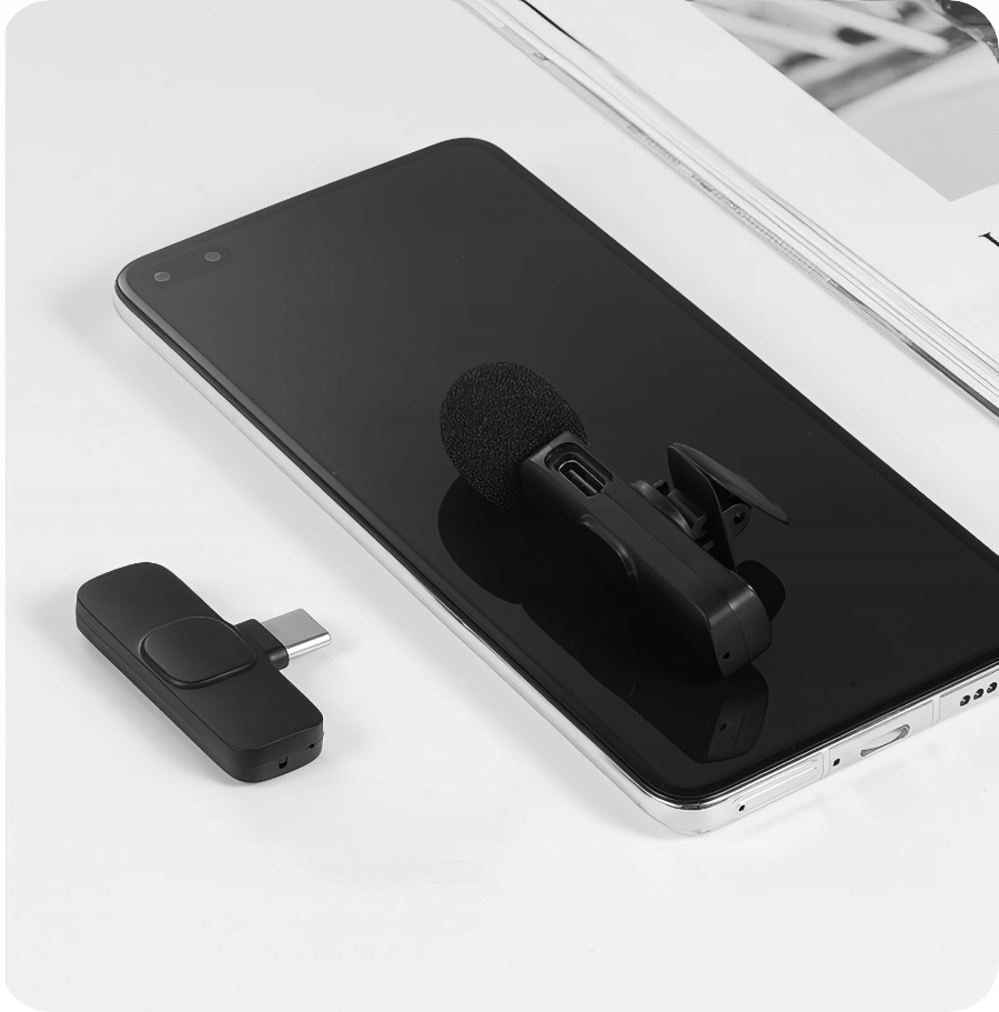 2x Mikrofon Bezprzewodowy Krawatowy USB-C Klips Android Streaming Live Vlog