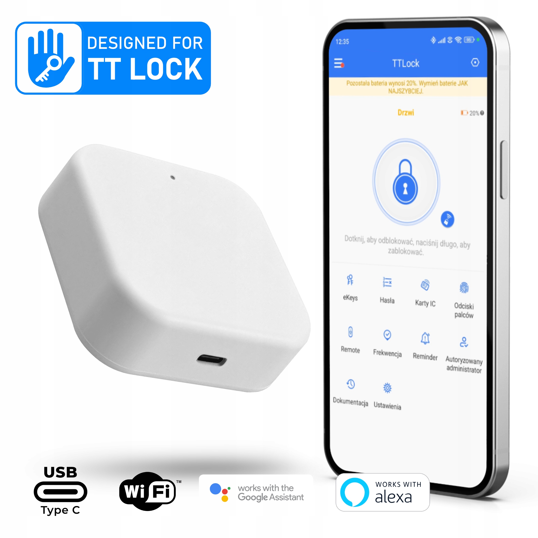 Bramka TTLock Centrala Bluetooth WiFi Android Smart Home do Zamek Klamka