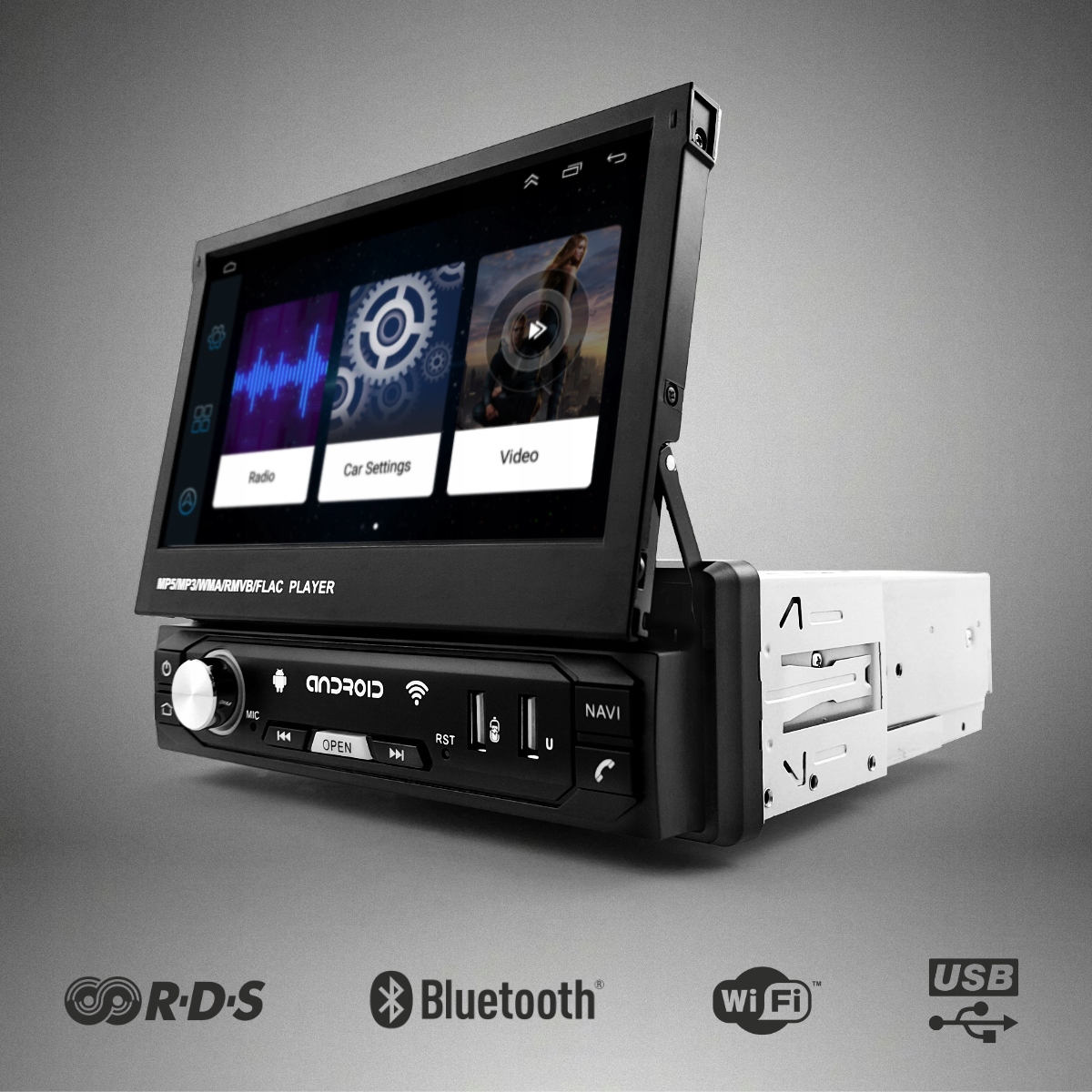 Radio Samochodowe 1DIN 7" GPS Android 2/32 GB Wysuwany Ekran Kamera WiFi