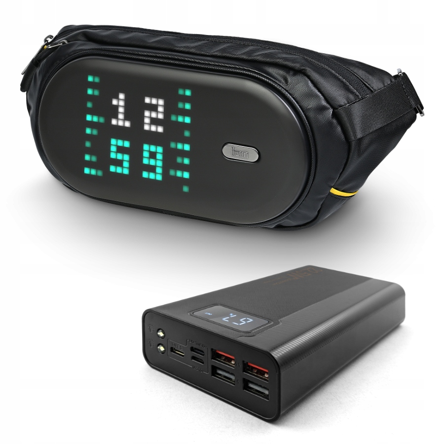 Szybki Powerbank 10000mAh 3A 22W PD 4x USB-A USB-C Apple Lightning Latarka