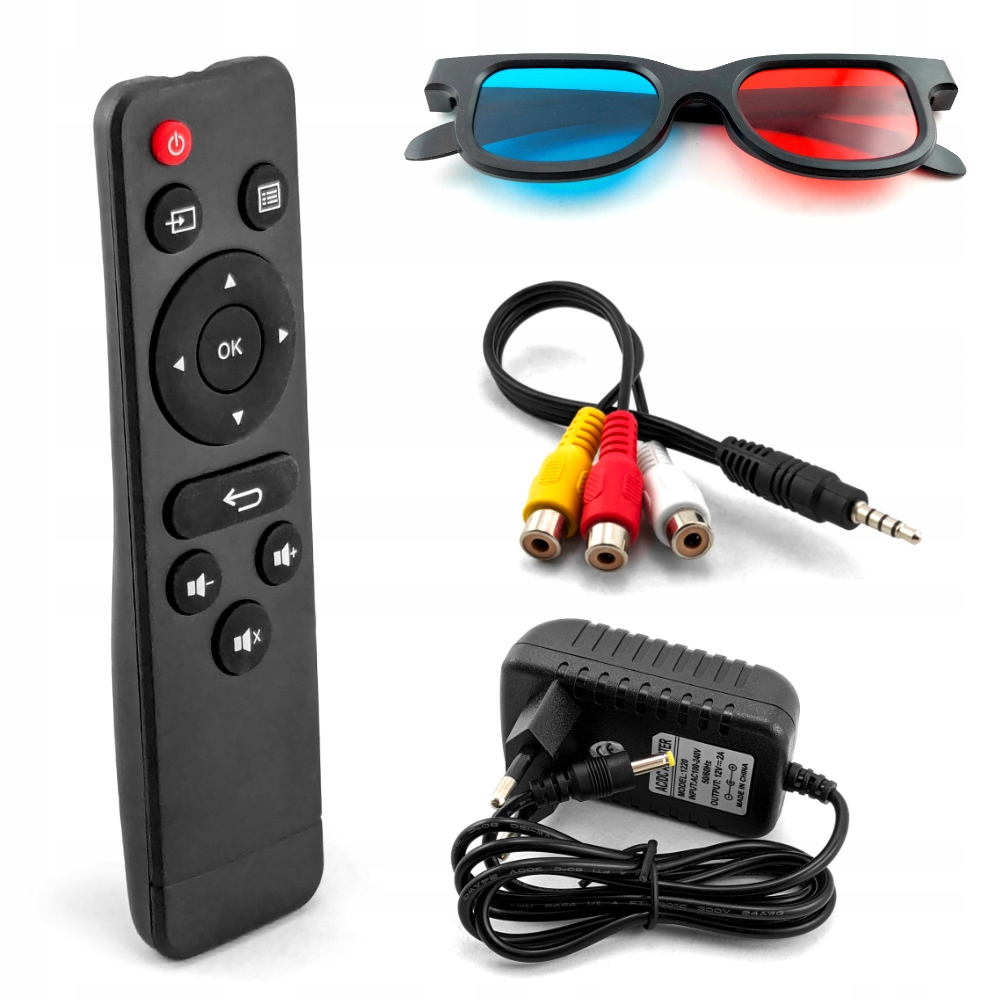 Mini Projektor Multimedialny LED HD USB Micro SD Głośnik Pilot Okulary 3D