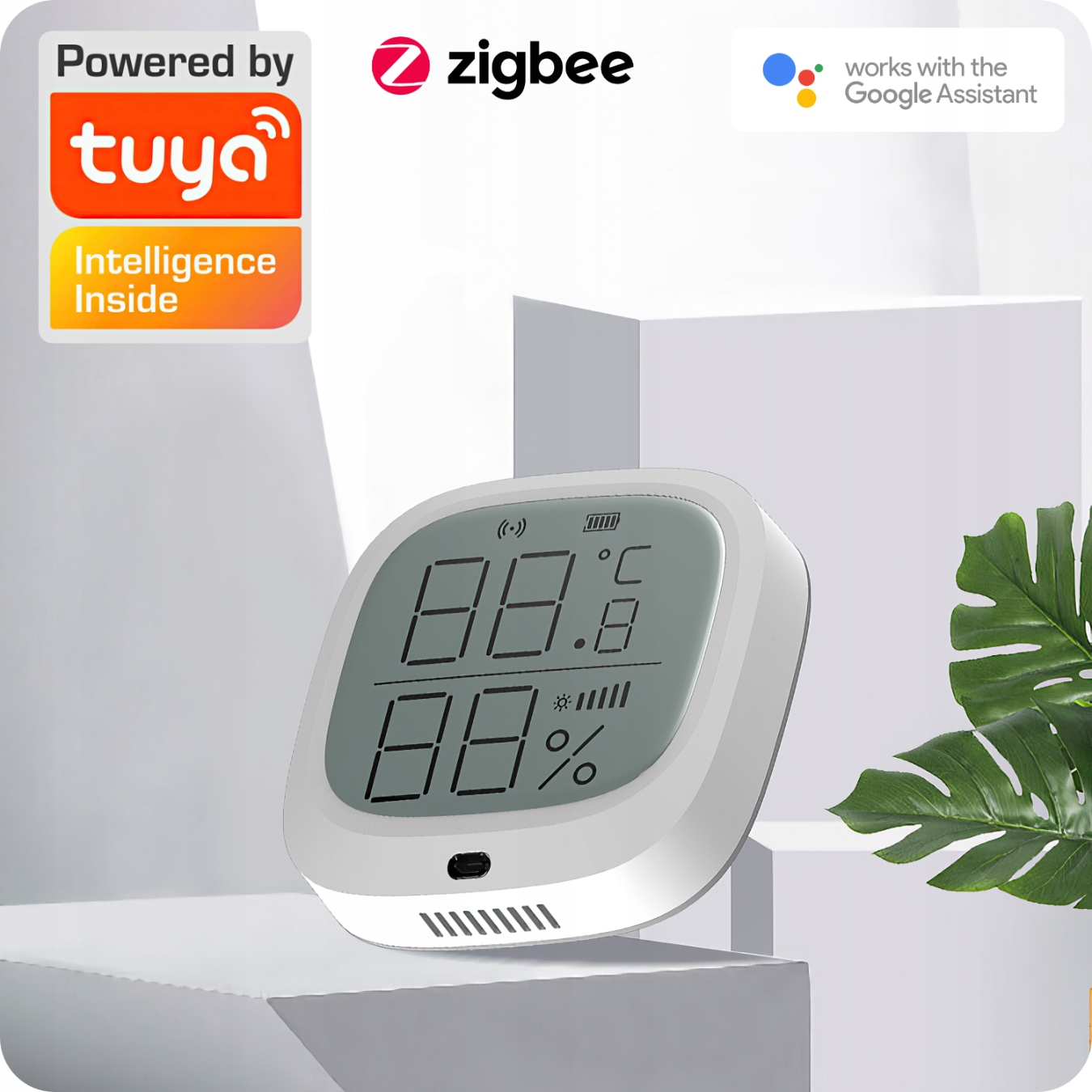 Czujnik temp. i wilgotności Tuya / Zigbee z lux.