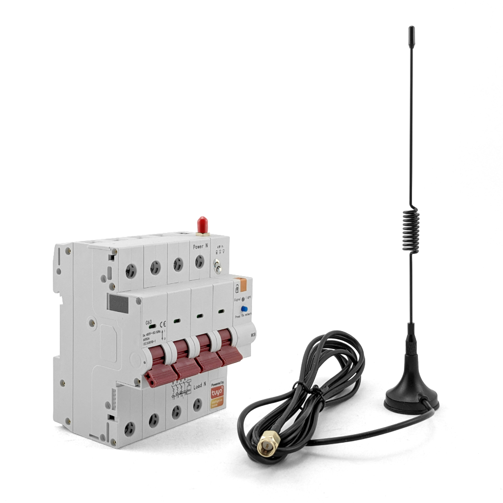 Bezpiecznik 3 Fazy Wyłącznik WiFi 4P Tuya 63A 6KV Pomiar Energii Antena