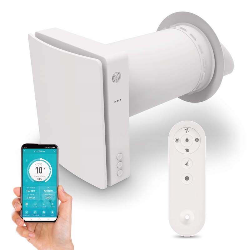 Rekuperator Ścienny WiFi Tuya Pilot Filtr 60 m3/h Wentylator 3 Prędkości