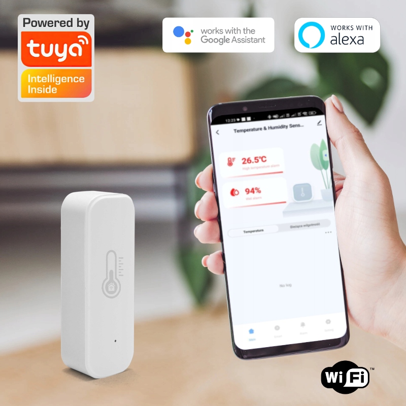 Czujnik Detektor Temperatury Wilgotności WiFi Tuya Android Smart Home TH12