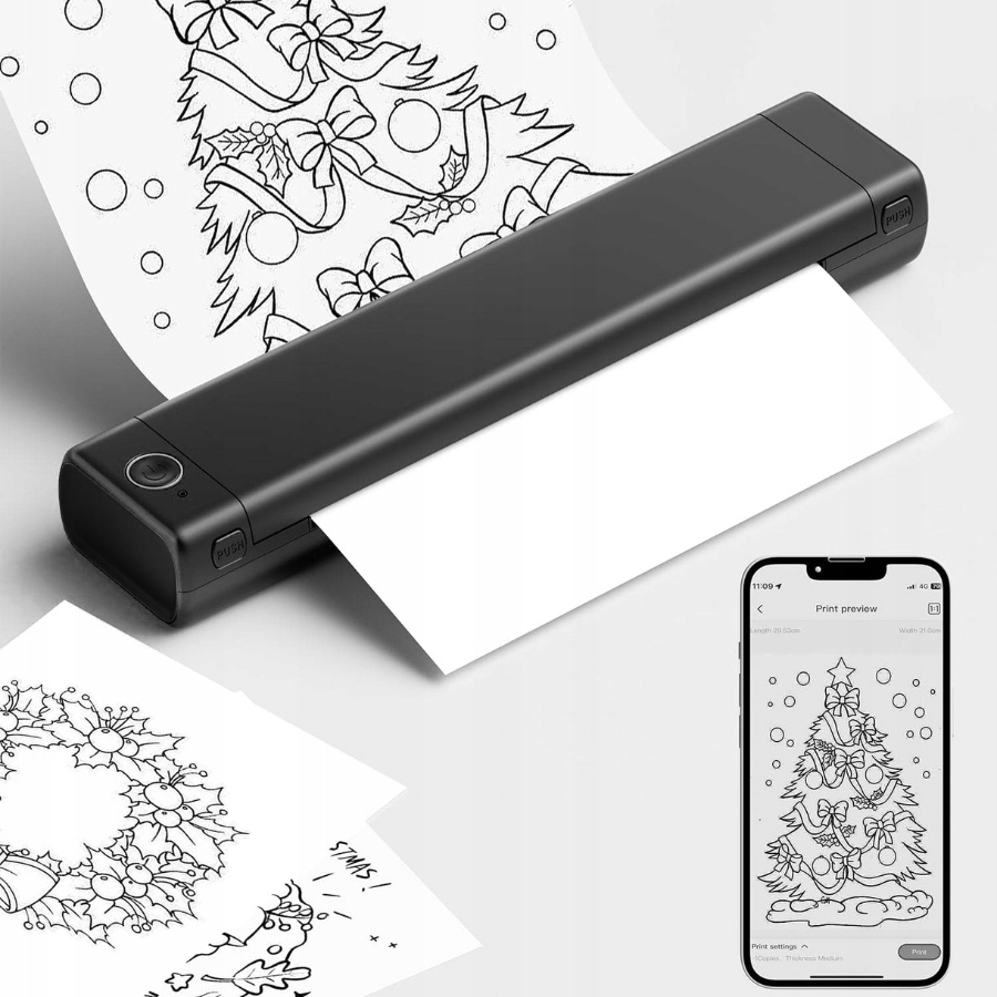 Drukarka Termiczna do Dokumentów Papier A4 Phomemo M08F Bluetooth Android