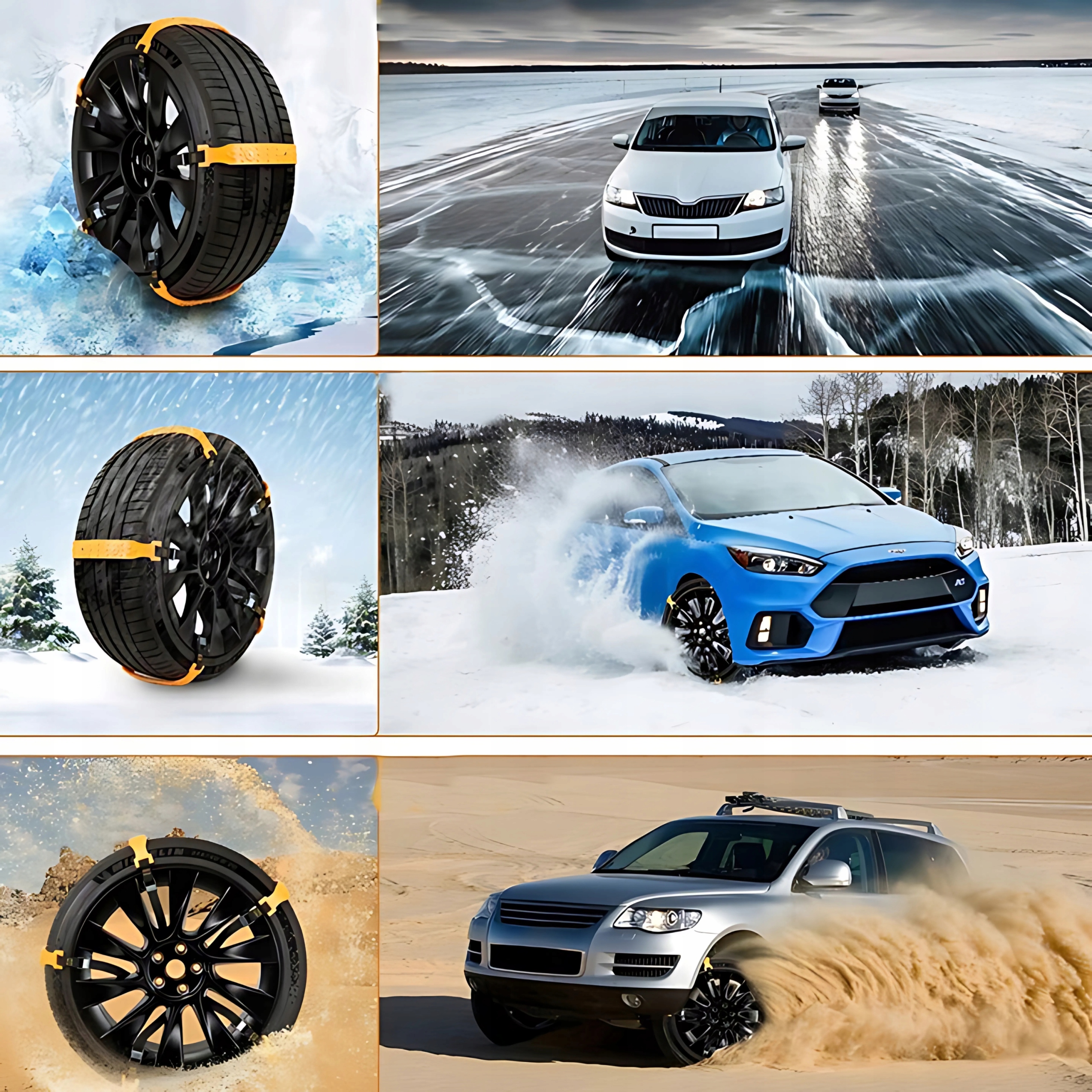 Łańcuchy Śniegowe Uniwersalne Opaski Na Koła Zimowe Antypoślizgowe Komplet