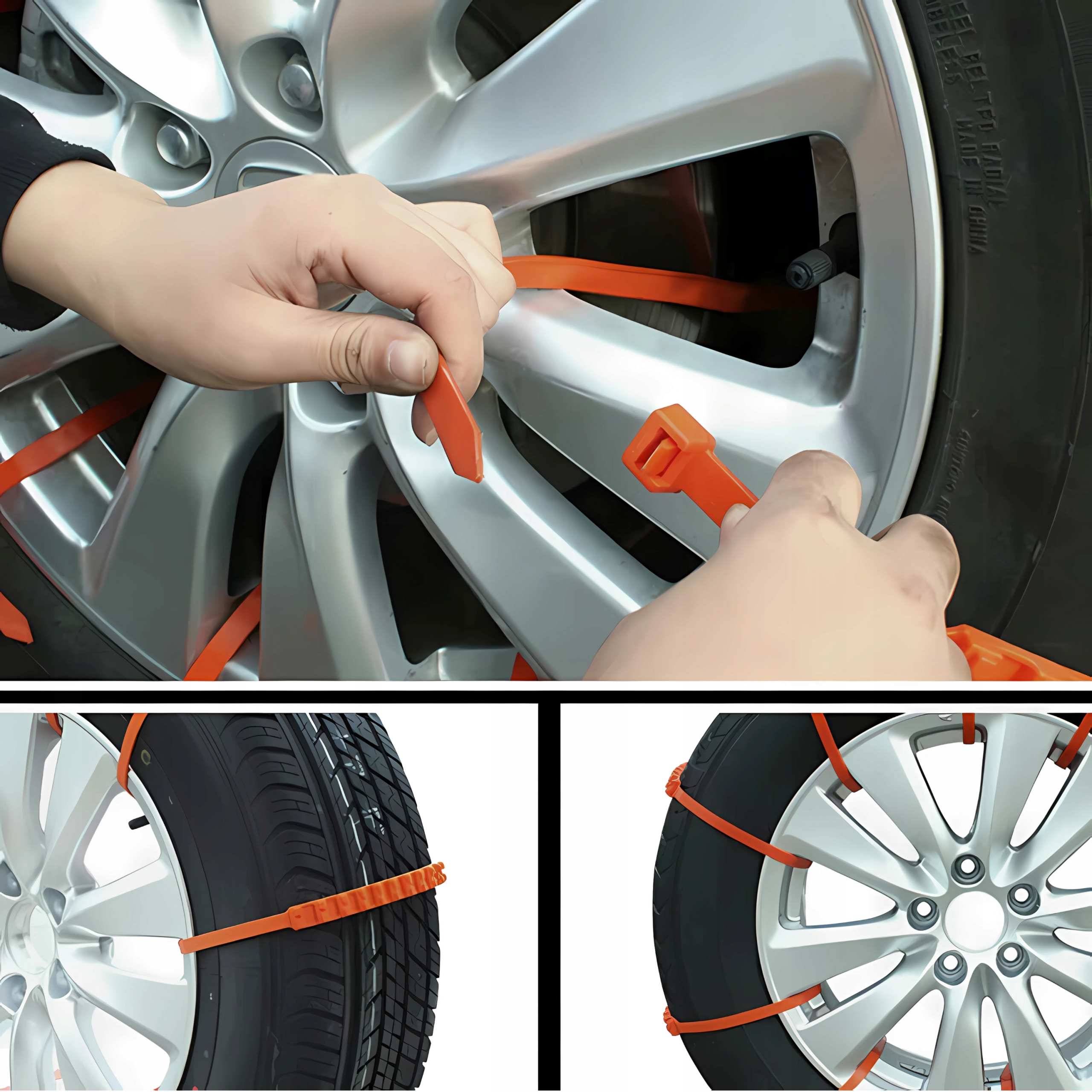 Opaski Zaciskowe na Kola Antyposlizgowe Opaski na Kola Zimowe Wielorazowe