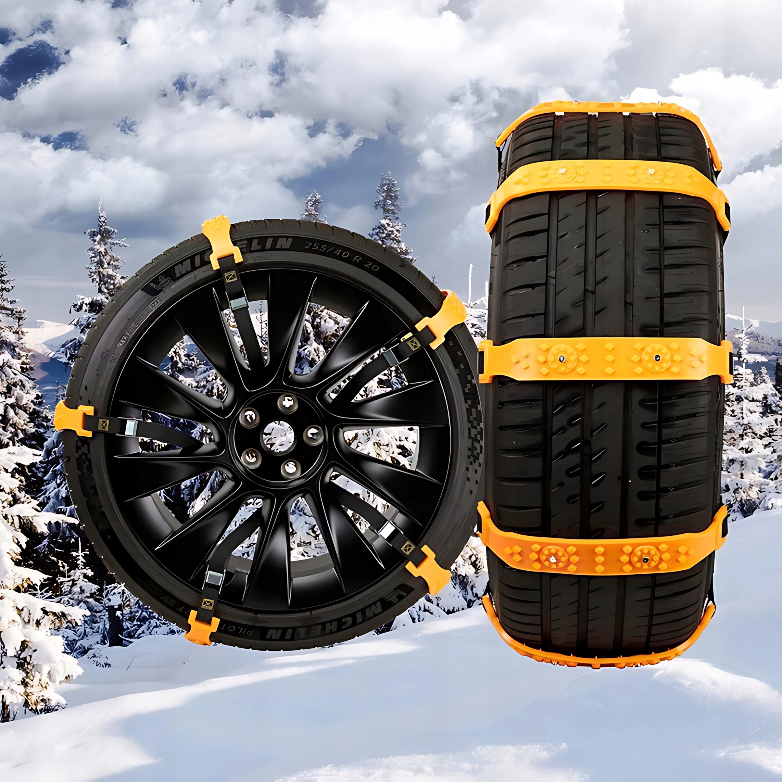 Łańcuchy Śniegowe Uniwersalne Opaski Na Koła Zimowe Antypoślizgowe Komplet