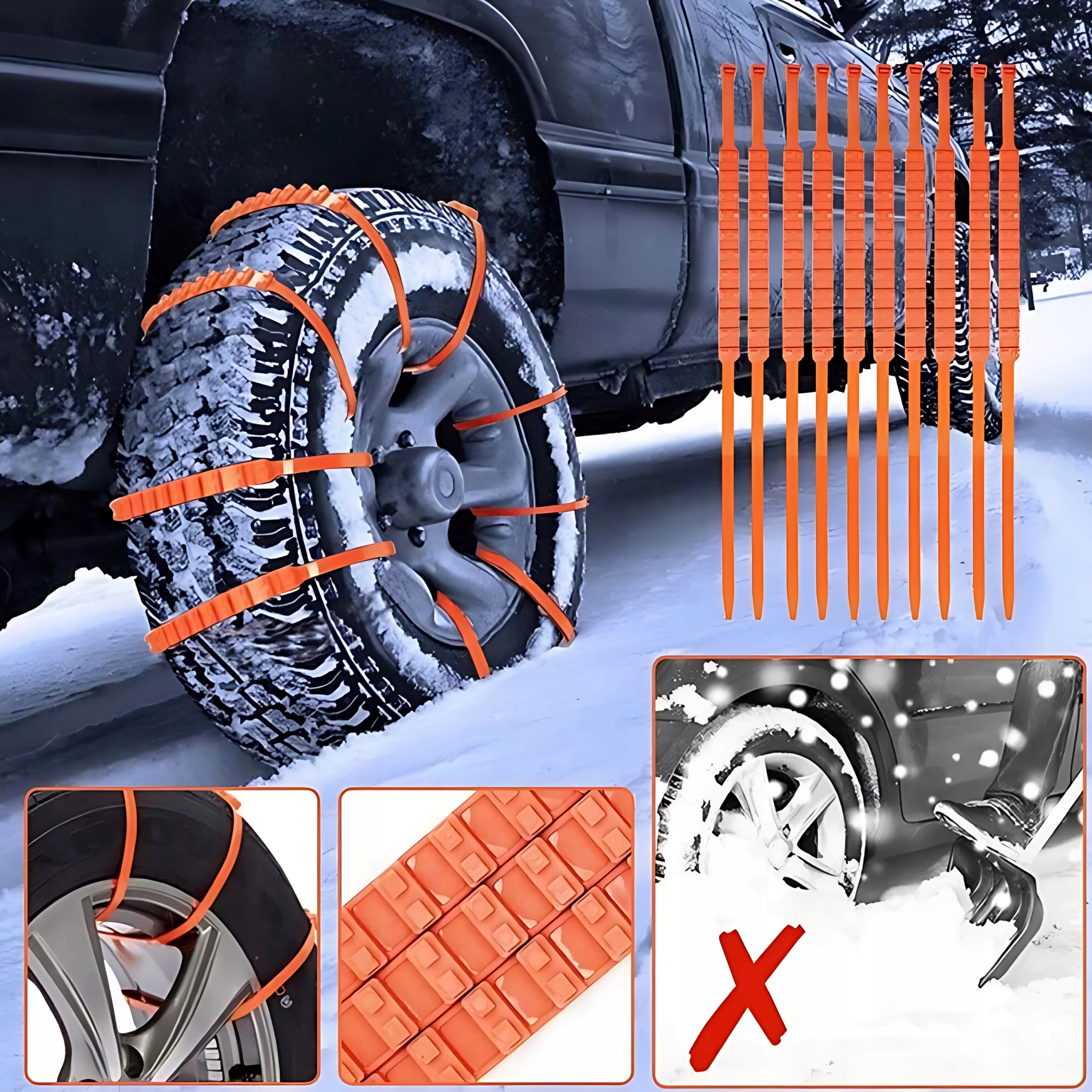 Opaski Zaciskowe na Kola Antyposlizgowe Opaski na Kola Zimowe Wielorazowe