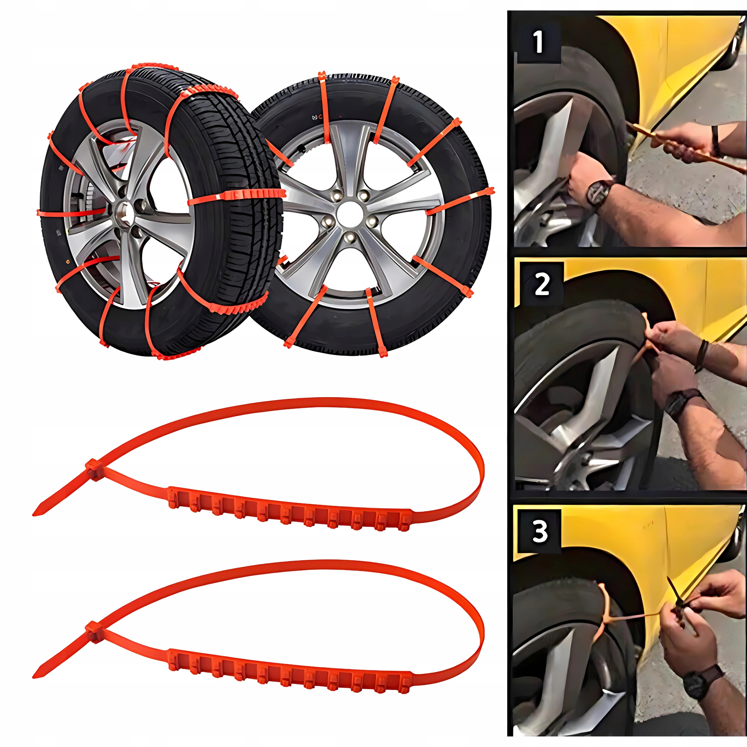 Opaski Zaciskowe na Kola Antyposlizgowe Opaski na Kola Zimowe Wielorazowe