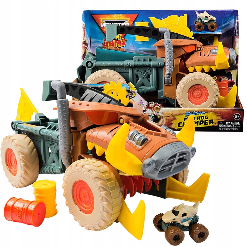 Monster Jam Mini Jams – Zestaw Megalodon Mad Hog Chomper z Akcesoriami