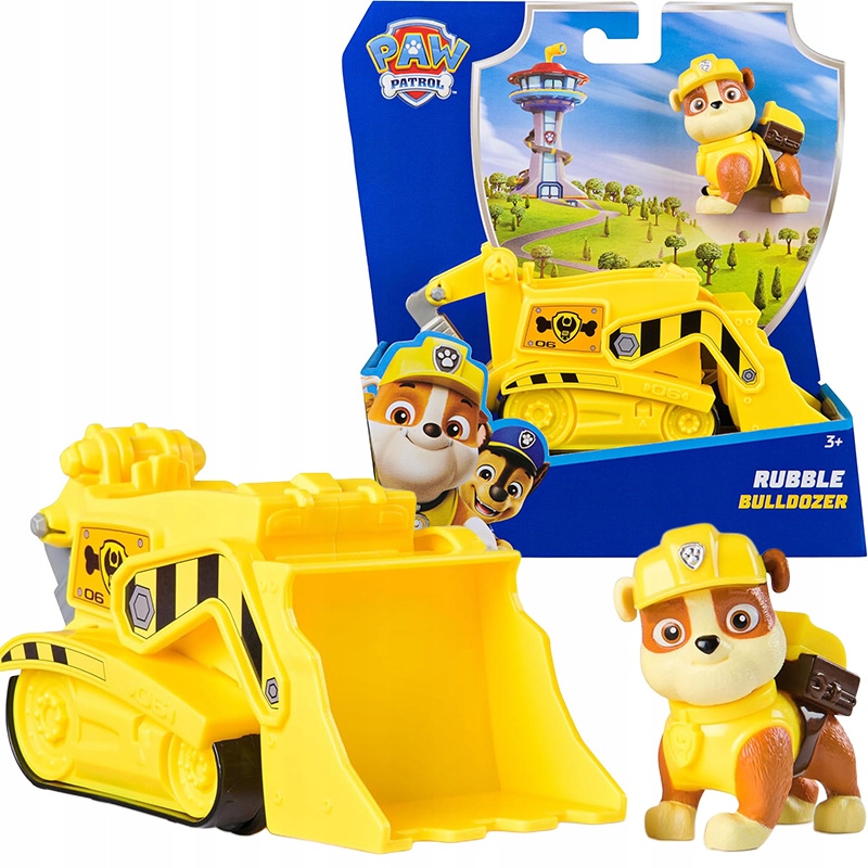 PSI PATROL POJAZD Spychacz Buldożer i Figurka RUBBLE