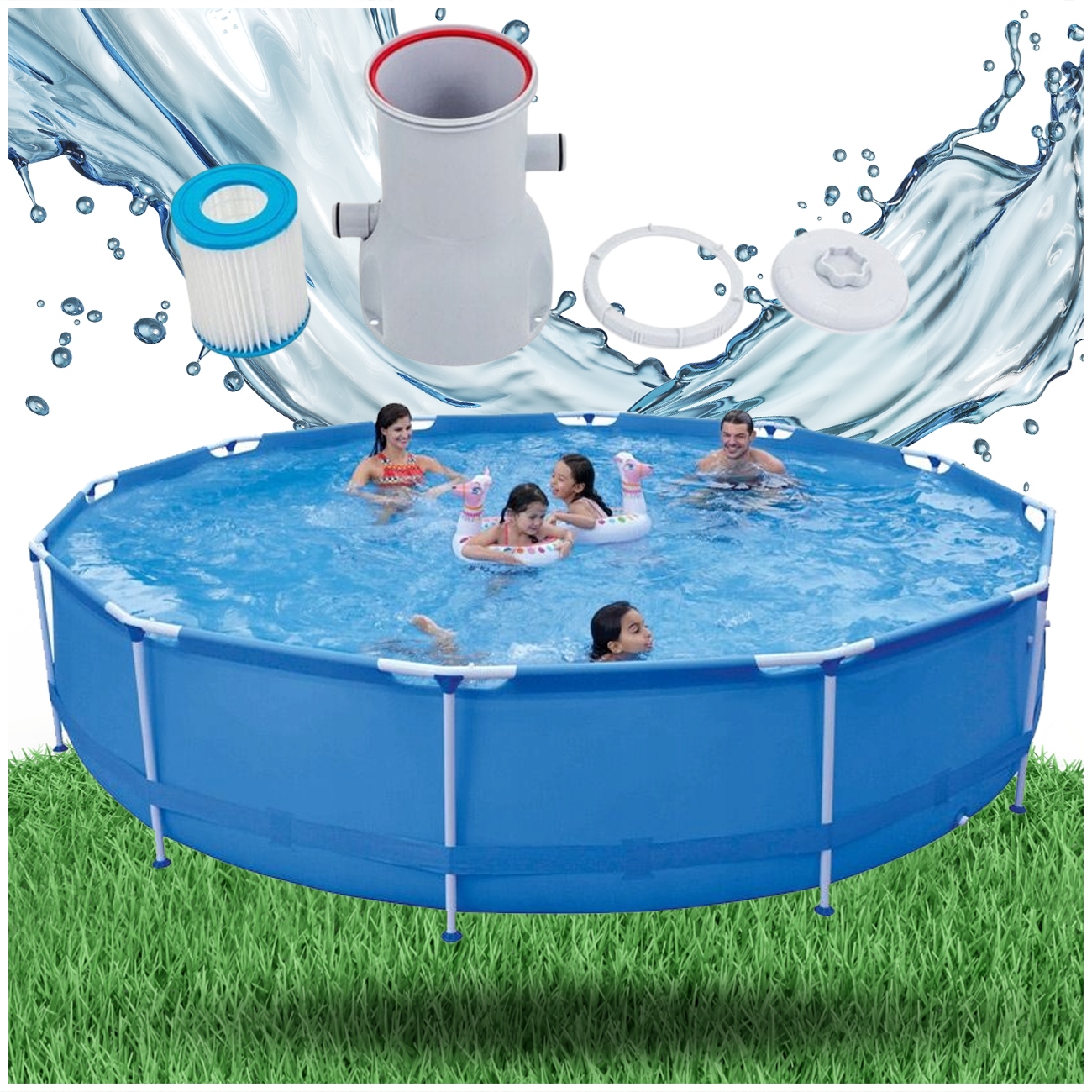 BASEN OGRODOWY 17W1 STELAŻOWY 450X90 CM 12157L + POMPA