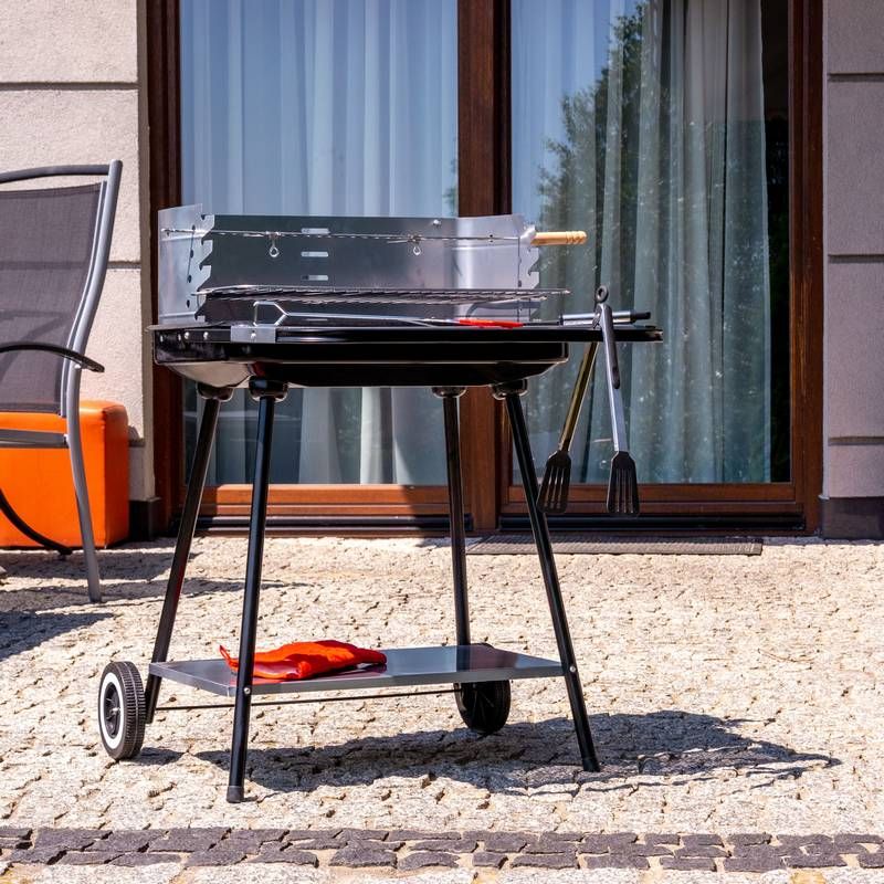 GRILL POSTOKĄTNY WĘGLOWY Z ROŻNEM