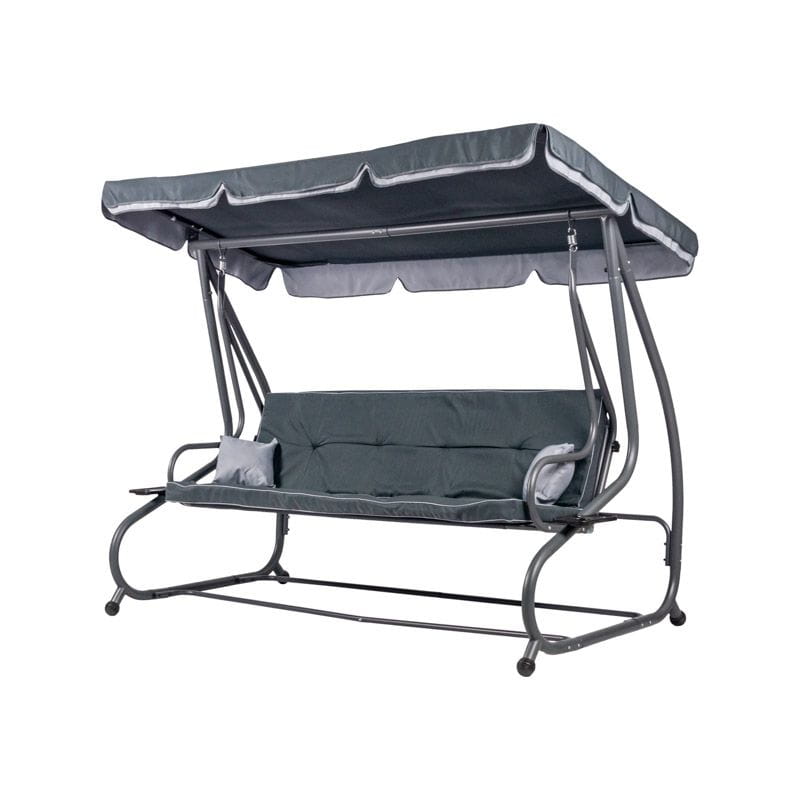 SZARA HUŚTAWKA OGRODOWA MEGI Z FUNKCJĄ ROZKŁADANIA