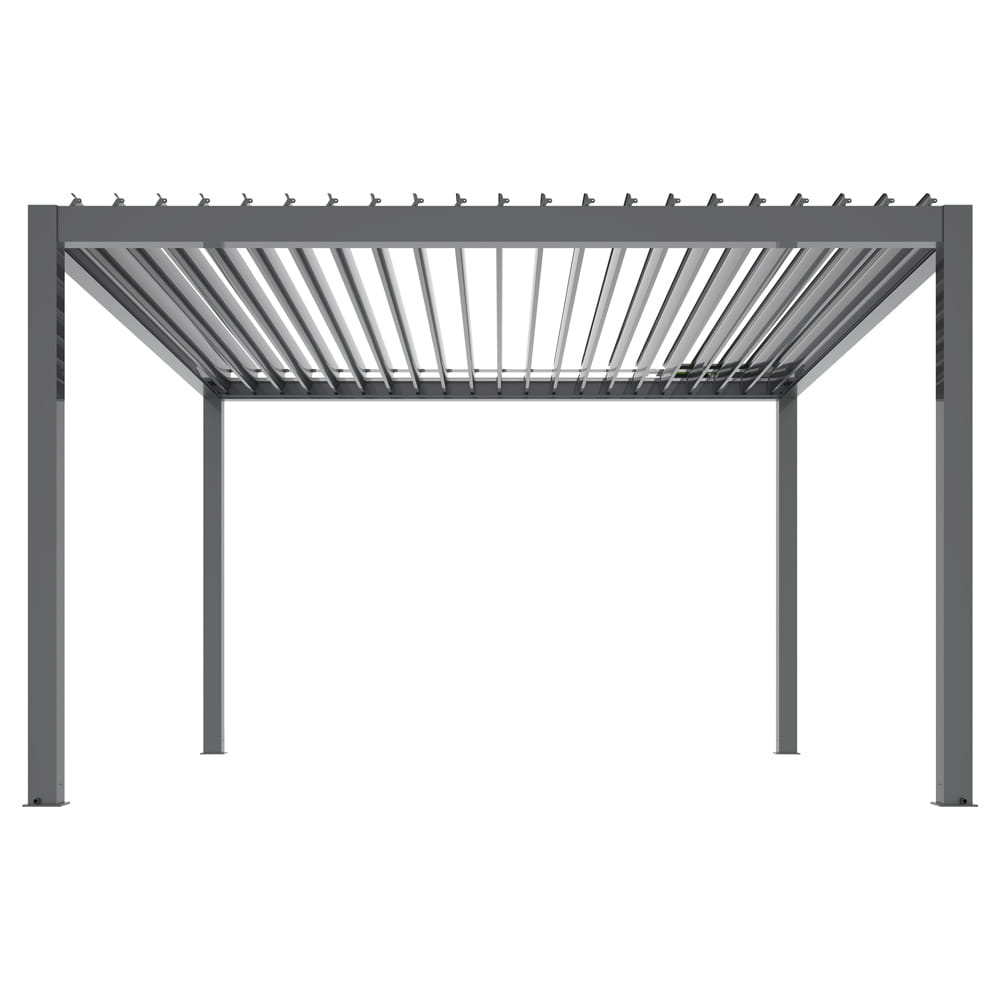 PERGOLA OGRODOWA ELEKTRYCZNA LUXE 4X4X2.5 M ALUMINIOWA Z OŚWIETLENIEM LED ANTRACYT