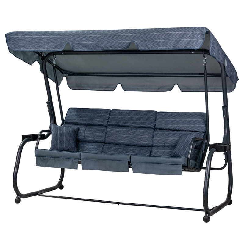 HUŚTAWKA OGRODOWA ines B 3-OSOBOWA GRAFITOWA Z MOSKITIERĄ I ROZKŁADANYM OPARCIEM