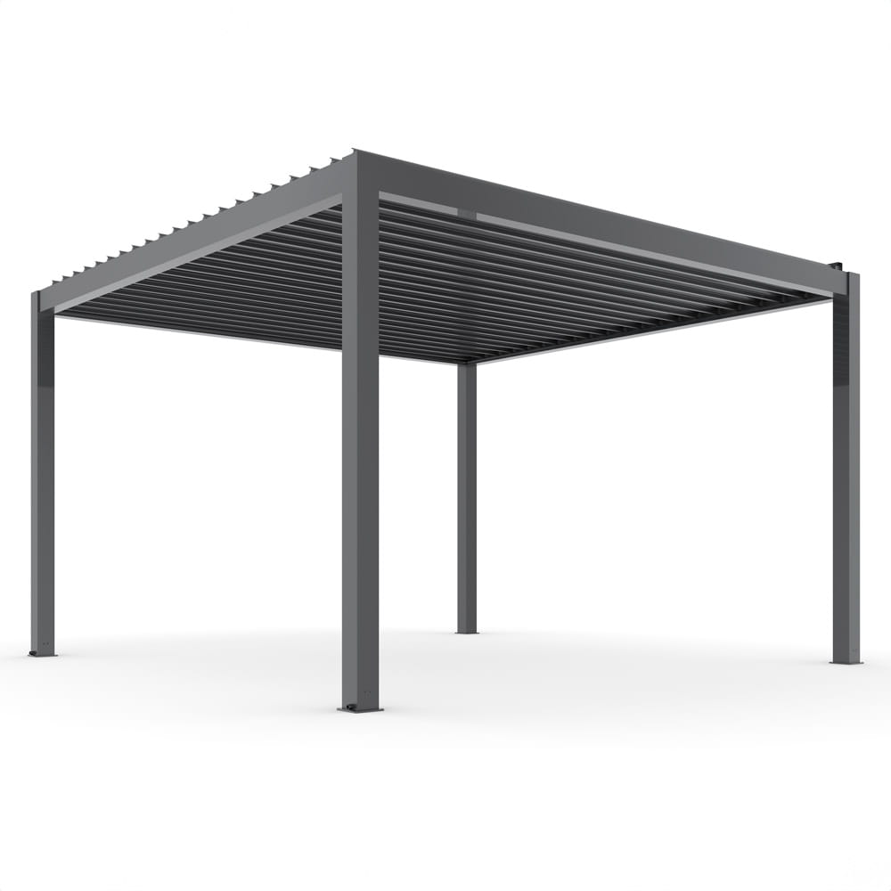PERGOLA OGRODOWA ELEKTRYCZNA LUXE 4X4X2.5 M ALUMINIOWA Z OŚWIETLENIEM LED ANTRACYT