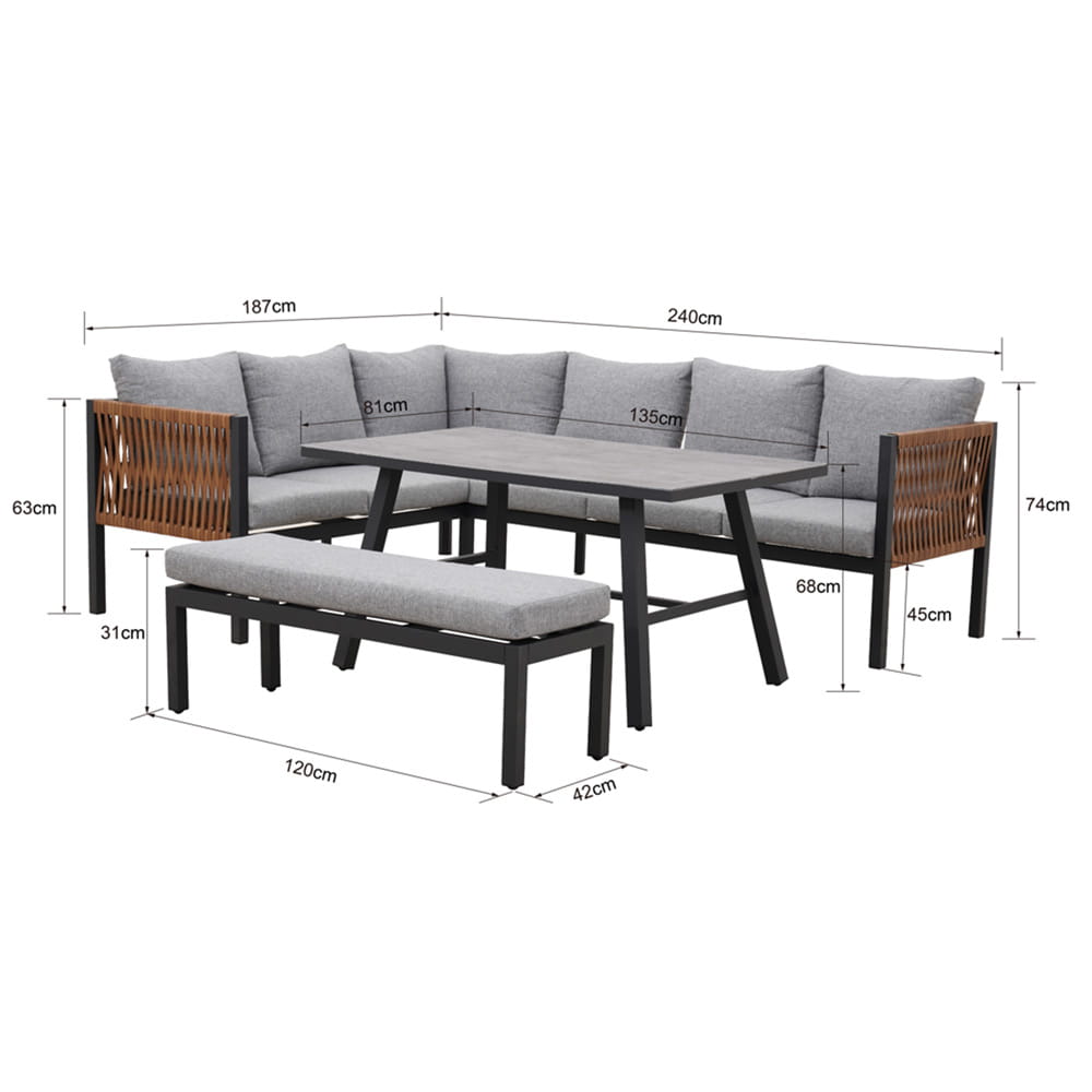 ZESTAW MEBLI JADALNIANYCH TEXAS Z NAROŻNIKIEM