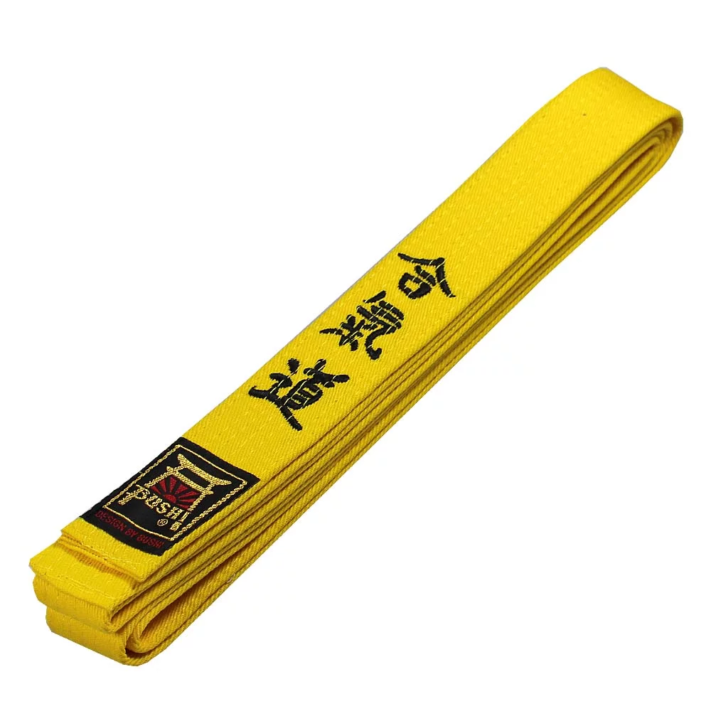 Pasy Aikido z Haftem 220 Żółty