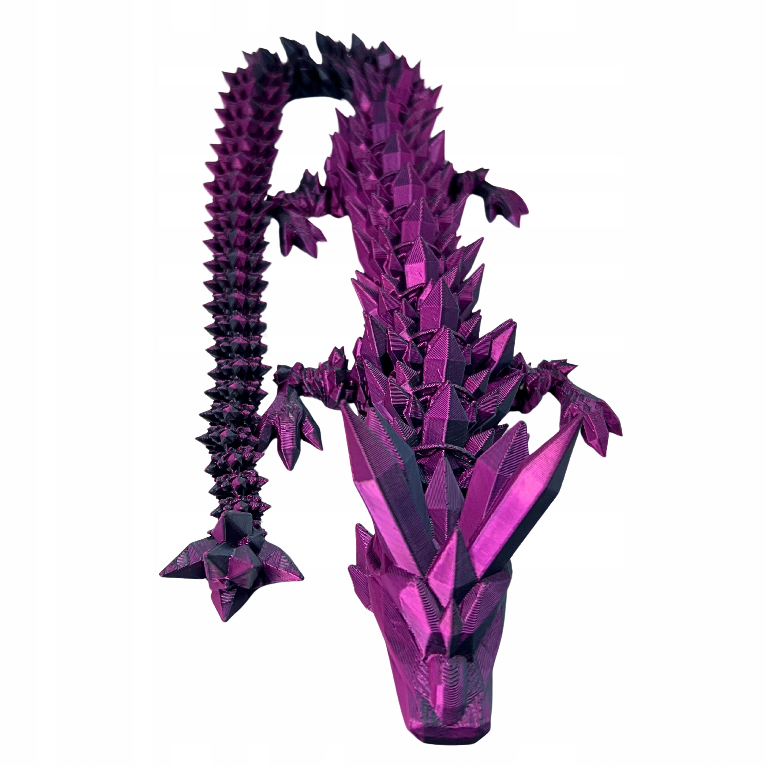Smok Kryształowy 3D Mistic Purple Figurka Przegubowa 54 cm dekoracja pokoju