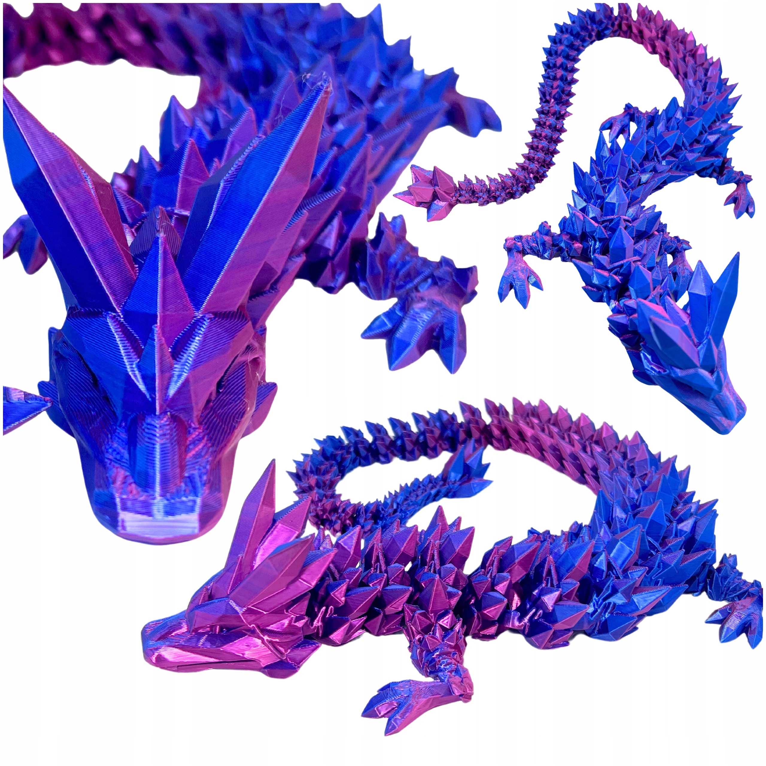 Kryształowy Smok Druk 3D Przegubowy Figurka Długość 54 cm kolor Midnight