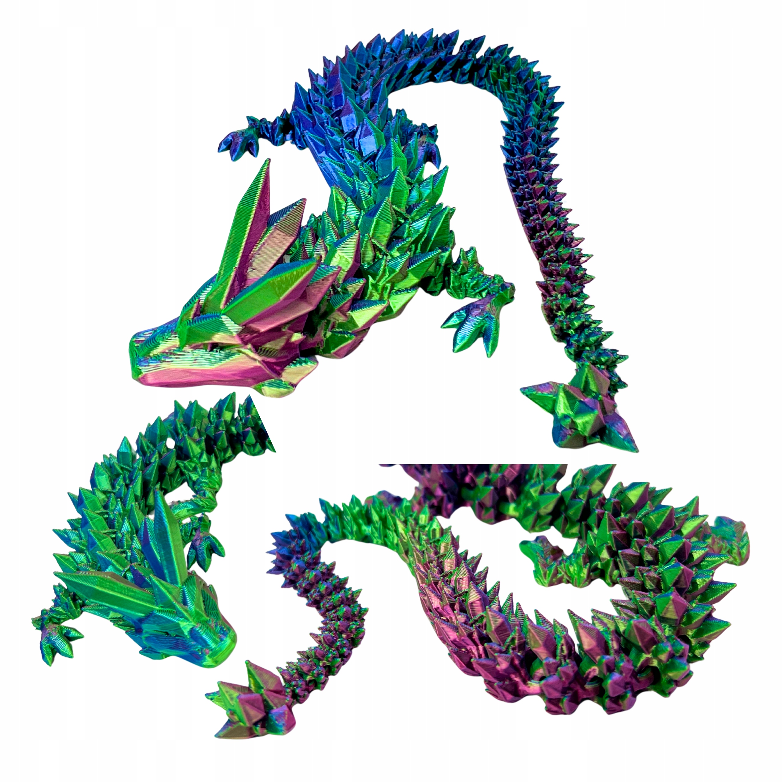 Kryształowy smok crystal dragon 39 cm figurka 3d ruchoma trzykolorowy