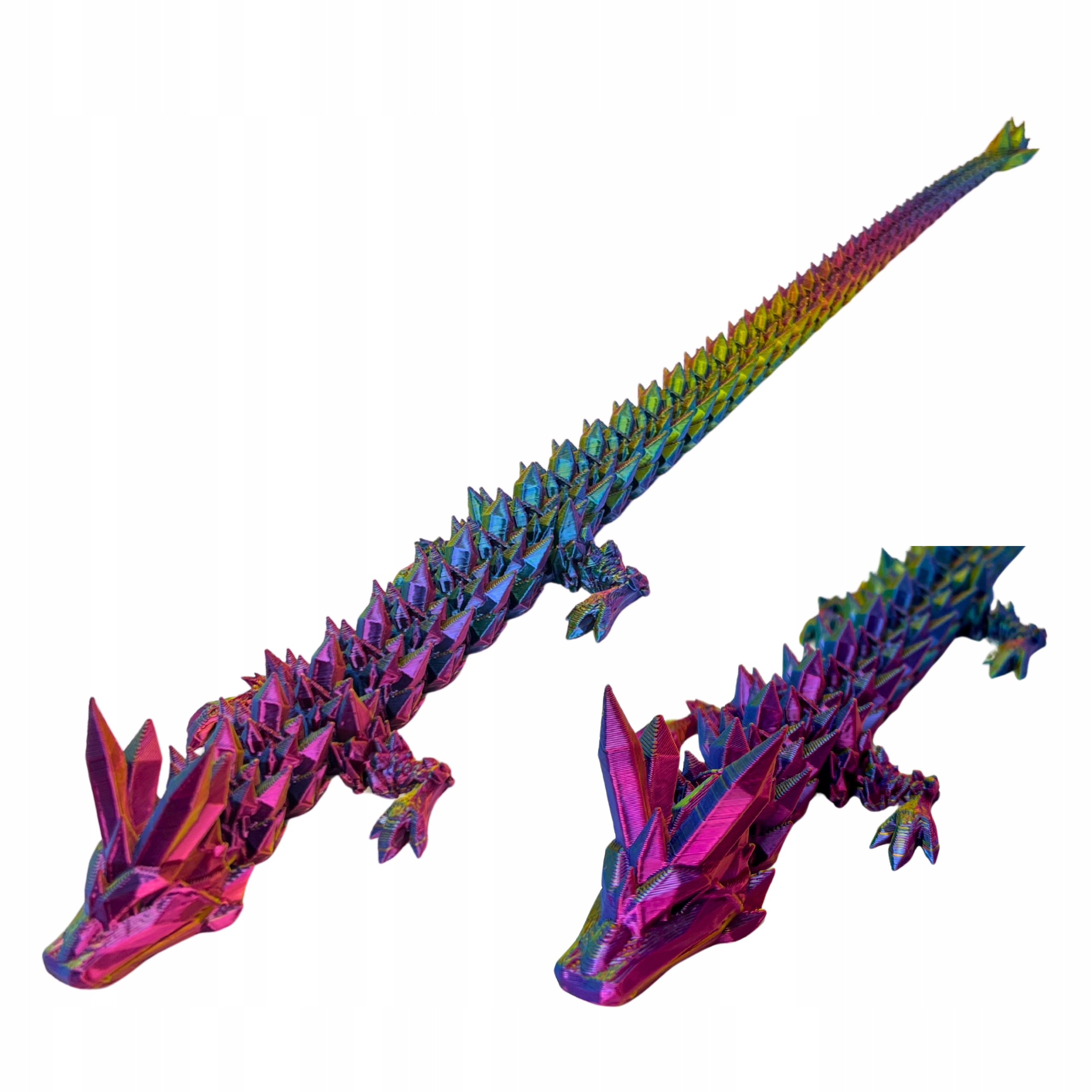 Kryształowy smok crystal dragon 39cm figurka 3d ruchoma przegubowa carnival