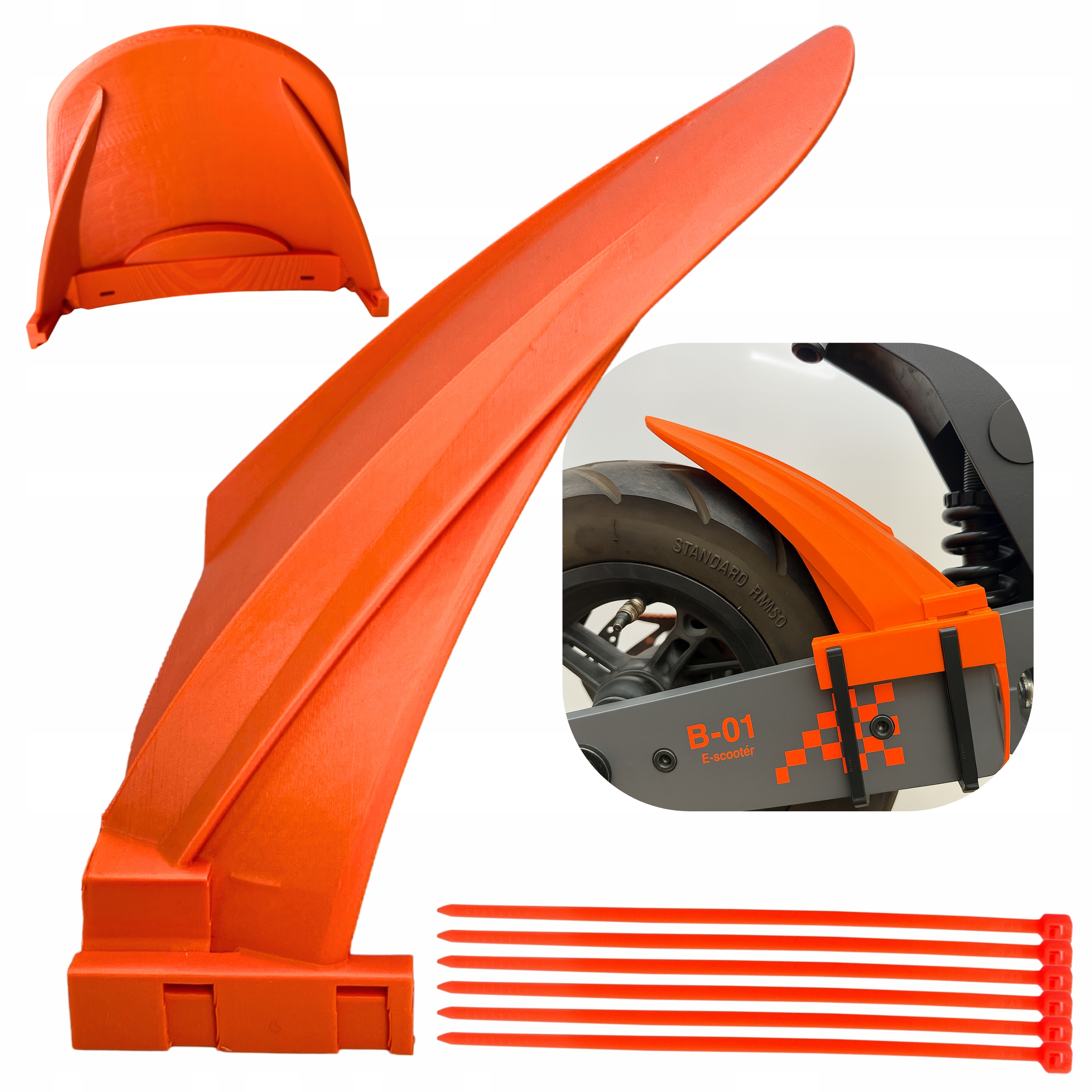 Mocny Błotnik do hulajnogi kukirin G4 2025 przód Orange Trytytki zestaw