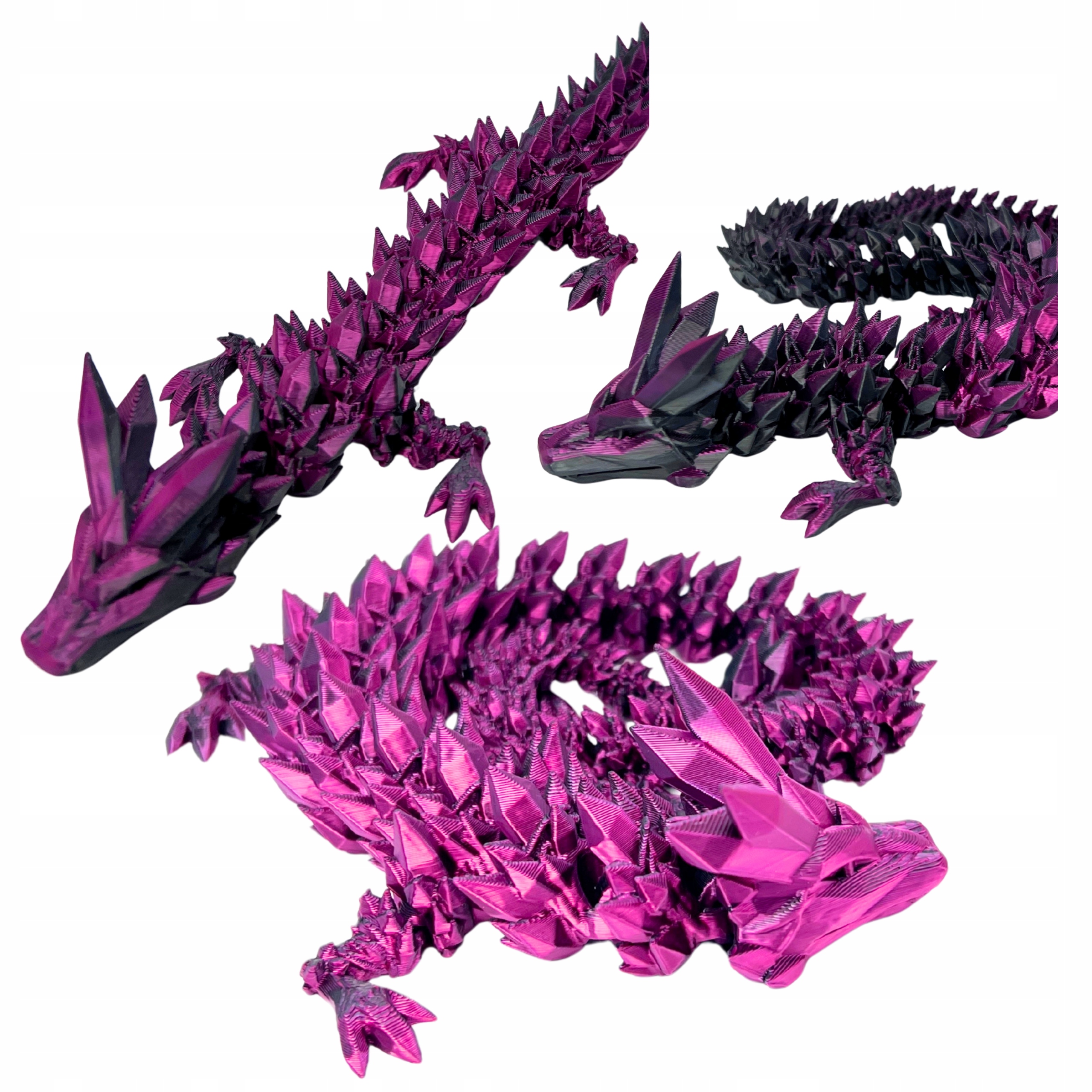 Smok kolekcjonerski 3D Mistic Purple ruchomy figurka prezent 39 cm crystal