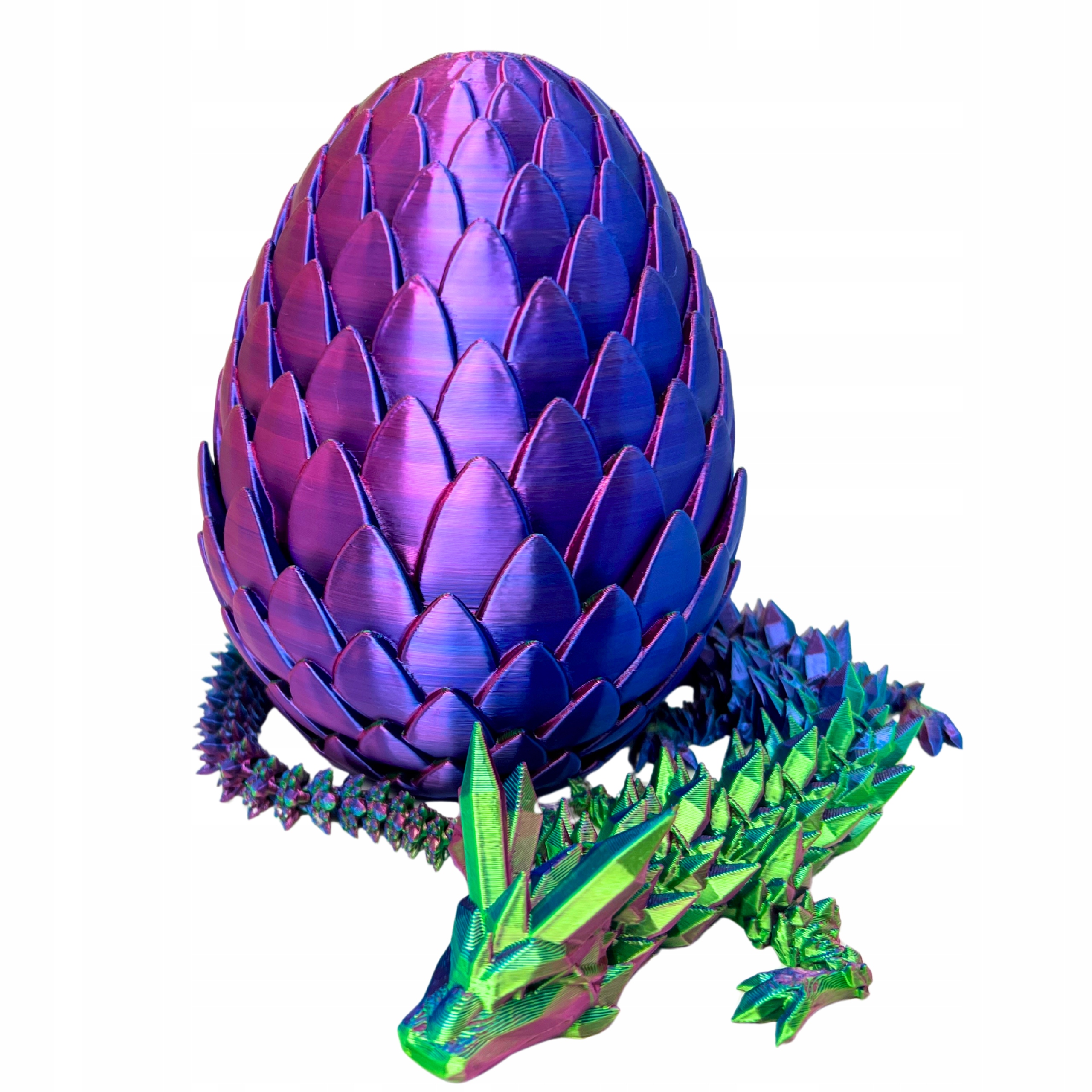 Kryształowy smok 39cm z jajem Trójkolorowy Figurka dekoracja Crystal dragon